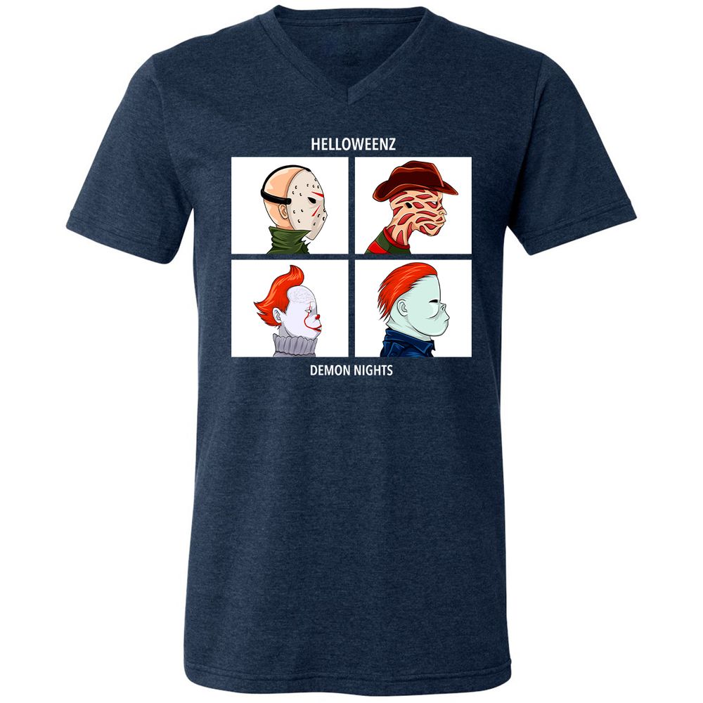 Unisex V-Neck T-Shirt - H1EBDSJJ - Heather Navy - 15