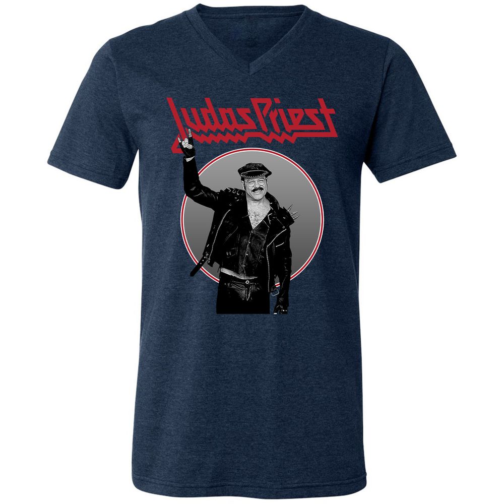 Unisex V-Neck T-Shirt - RYYBX5L7 - Heather Navy - 15