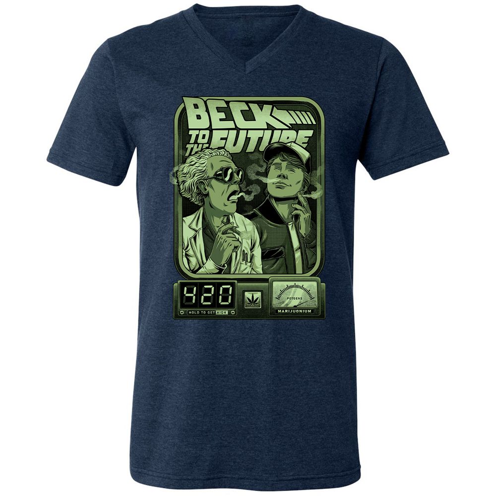 Unisex V-Neck T-Shirt - JW7P7JHN - Heather Navy - 15