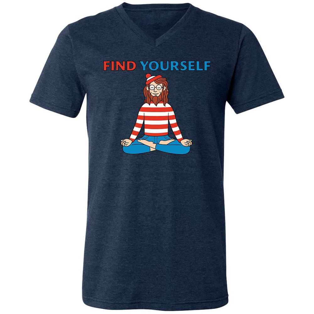 Unisex V-Neck T-Shirt - KCHR5MSW - Heather Navy - 15