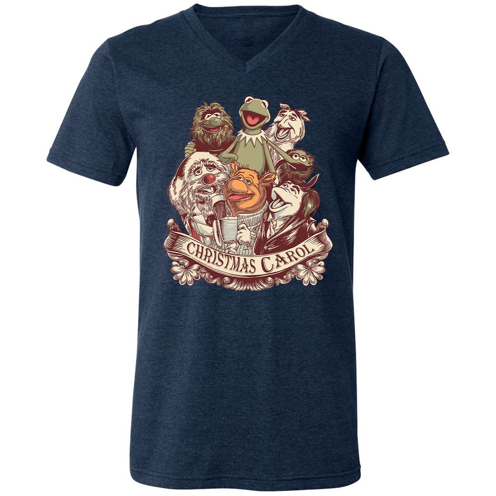 Unisex V-Neck T-Shirt - P4CERMPR - Heather Navy - 15