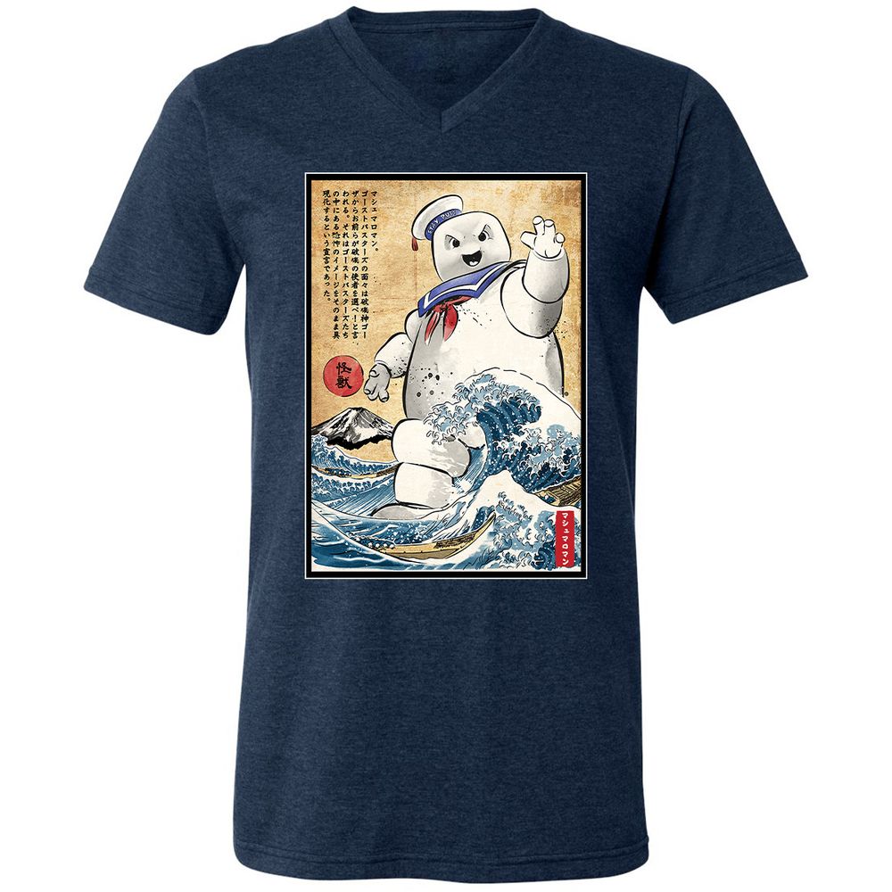 Unisex V-Neck T-Shirt - Q8Y5GHH4 - Heather Navy - 15