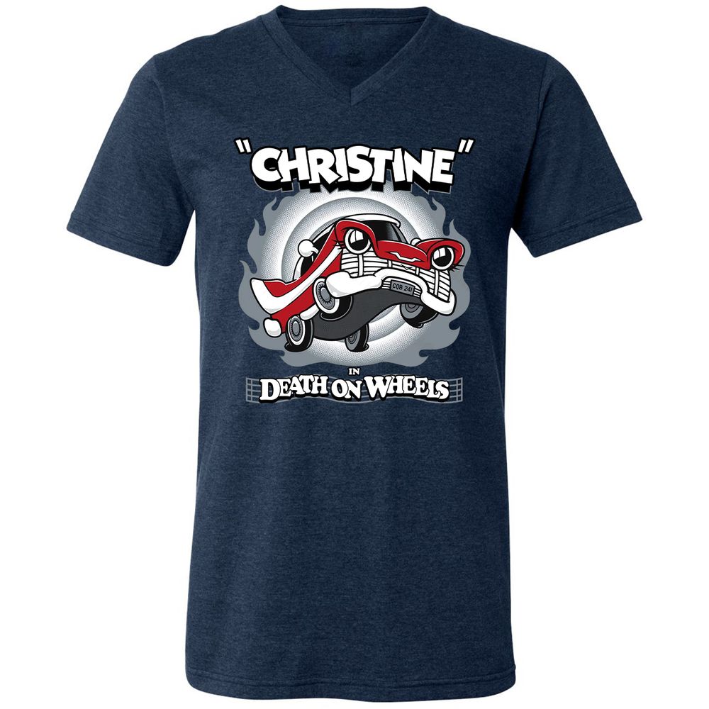 Unisex V-Neck T-Shirt - HTDZKFAT - Heather Navy - 15