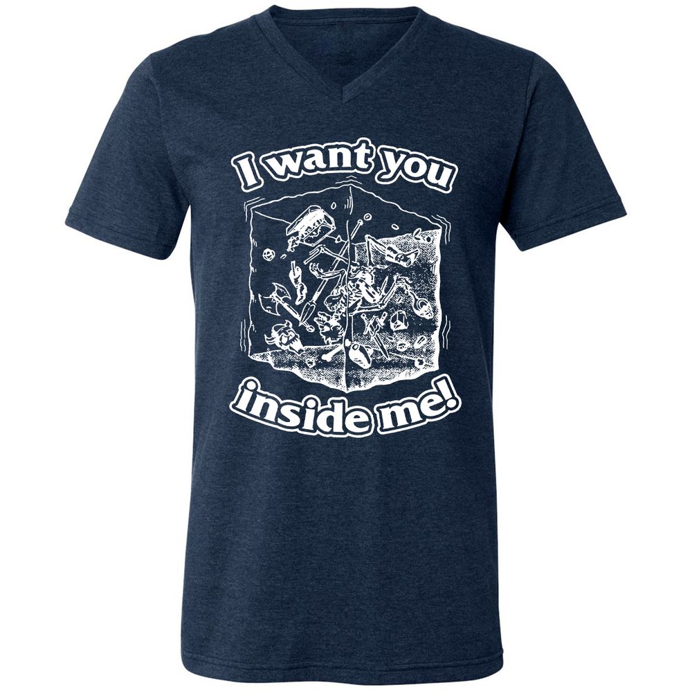 Unisex V-Neck T-Shirt - 3ANWMR1T - Heather Navy - 15