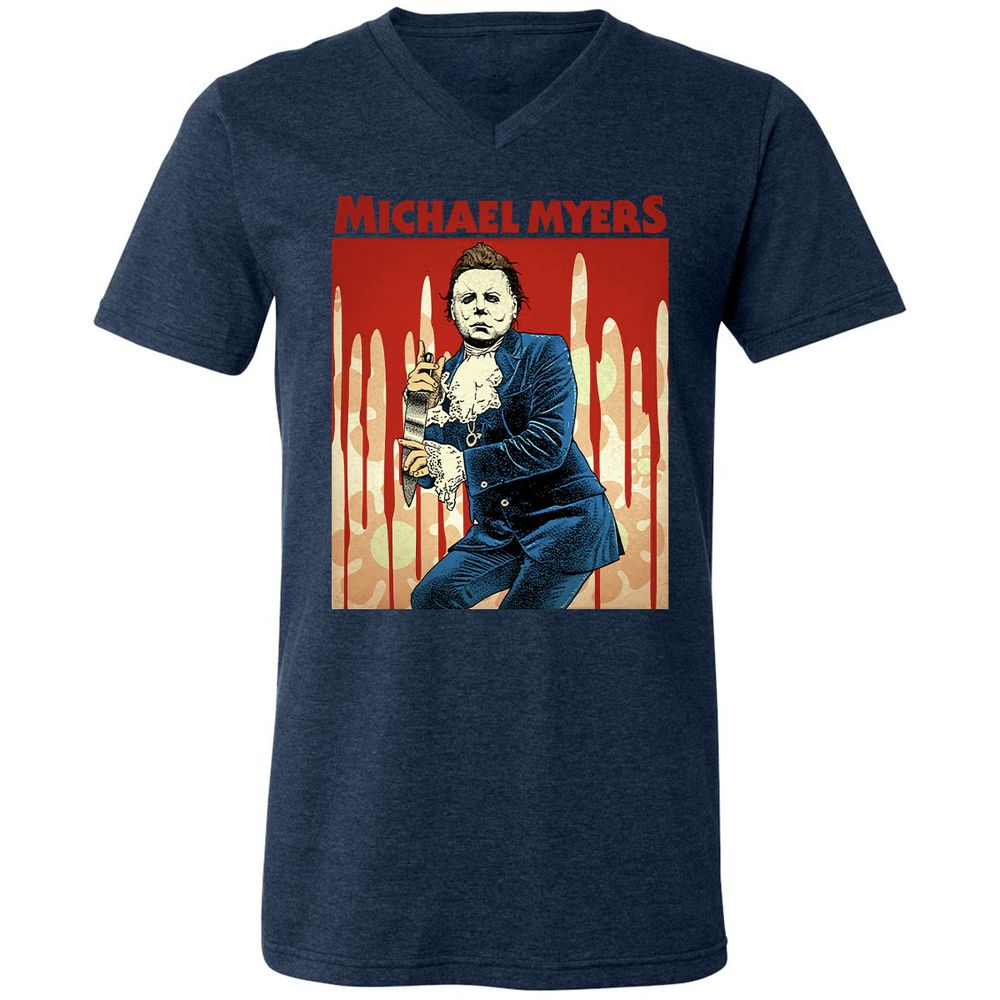 Unisex V-Neck T-Shirt - 5QMSAYPT - Heather Navy - 15