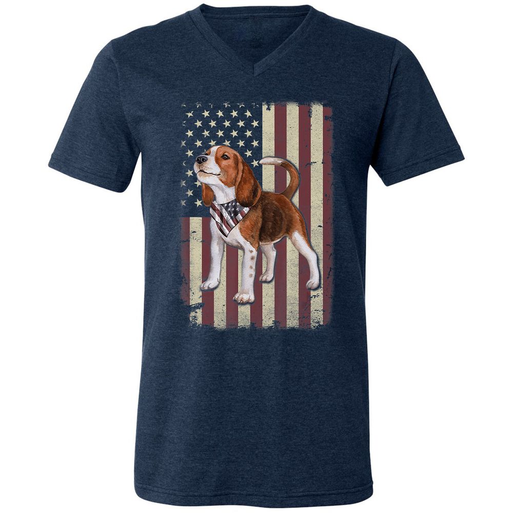 Unisex V-Neck T-Shirt - YDWD5GG3 - Heather Navy - 15