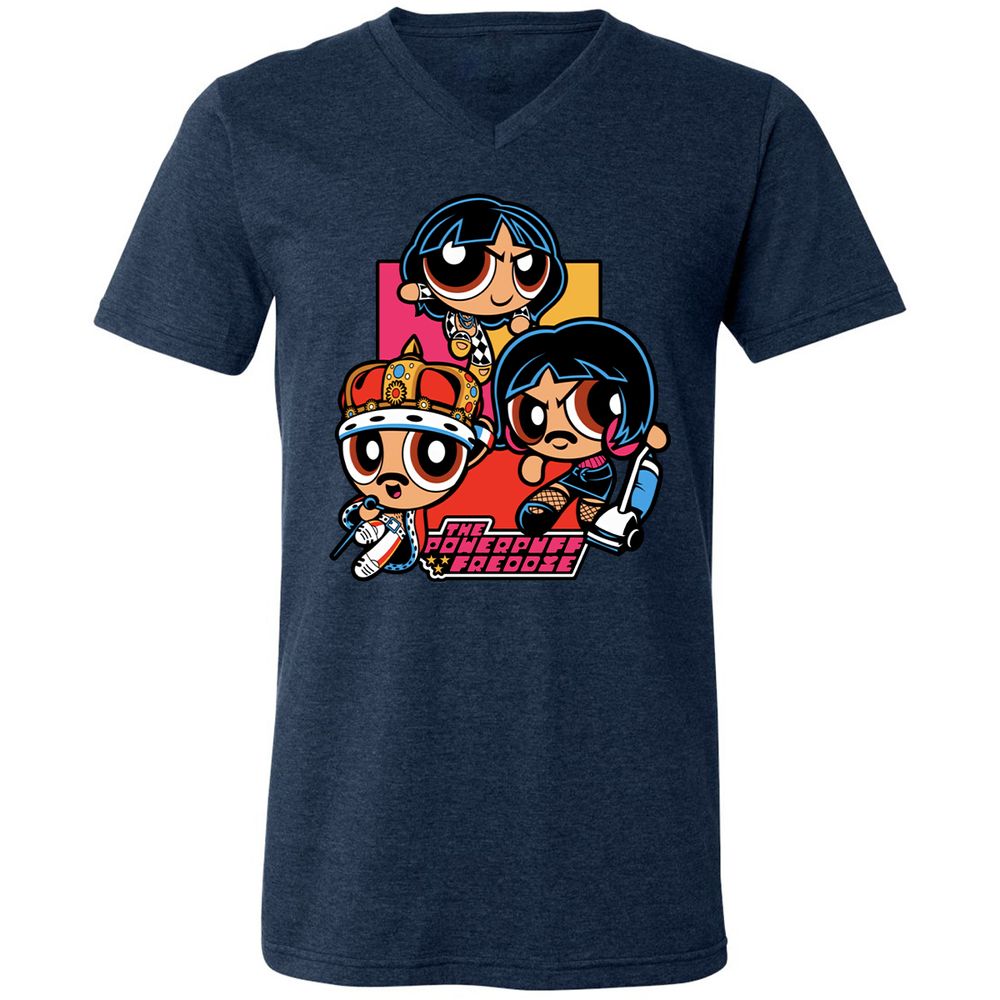 Unisex V-Neck T-Shirt - QQZM34J8 - Heather Navy - 15