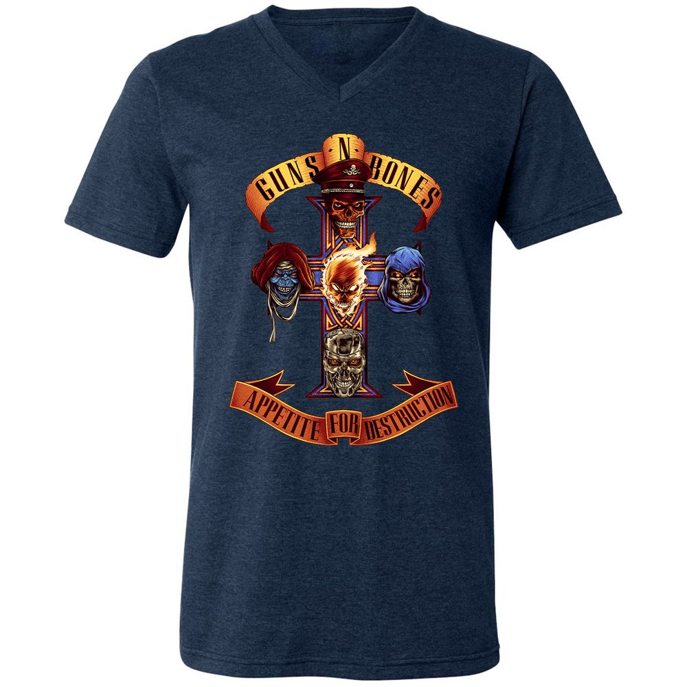 Unisex V-Neck T-Shirt - B4HSGPCG - Heather Navy - 15
