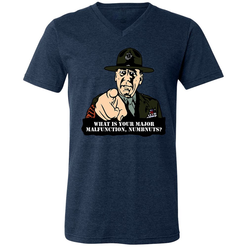 Unisex V-Neck T-Shirt - 4ZVMH4AR - Heather Navy - 15