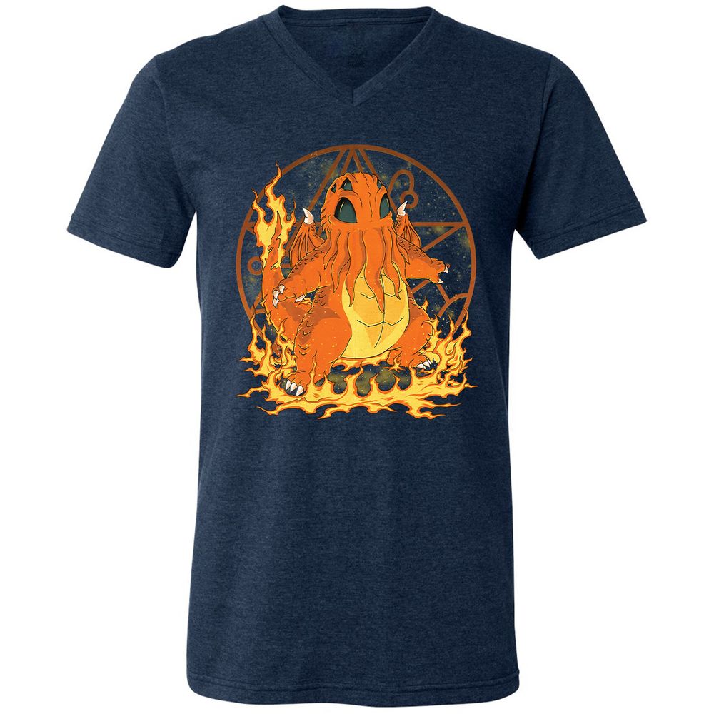 Unisex V-Neck T-Shirt - E8QMTQVZ - Heather Navy - 15