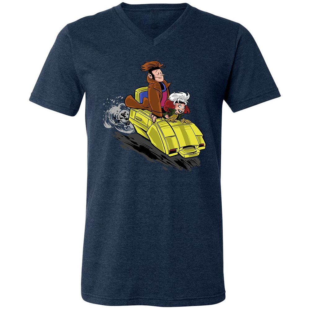 Unisex V-Neck T-Shirt - LWV6KYN9 - Heather Navy - 15