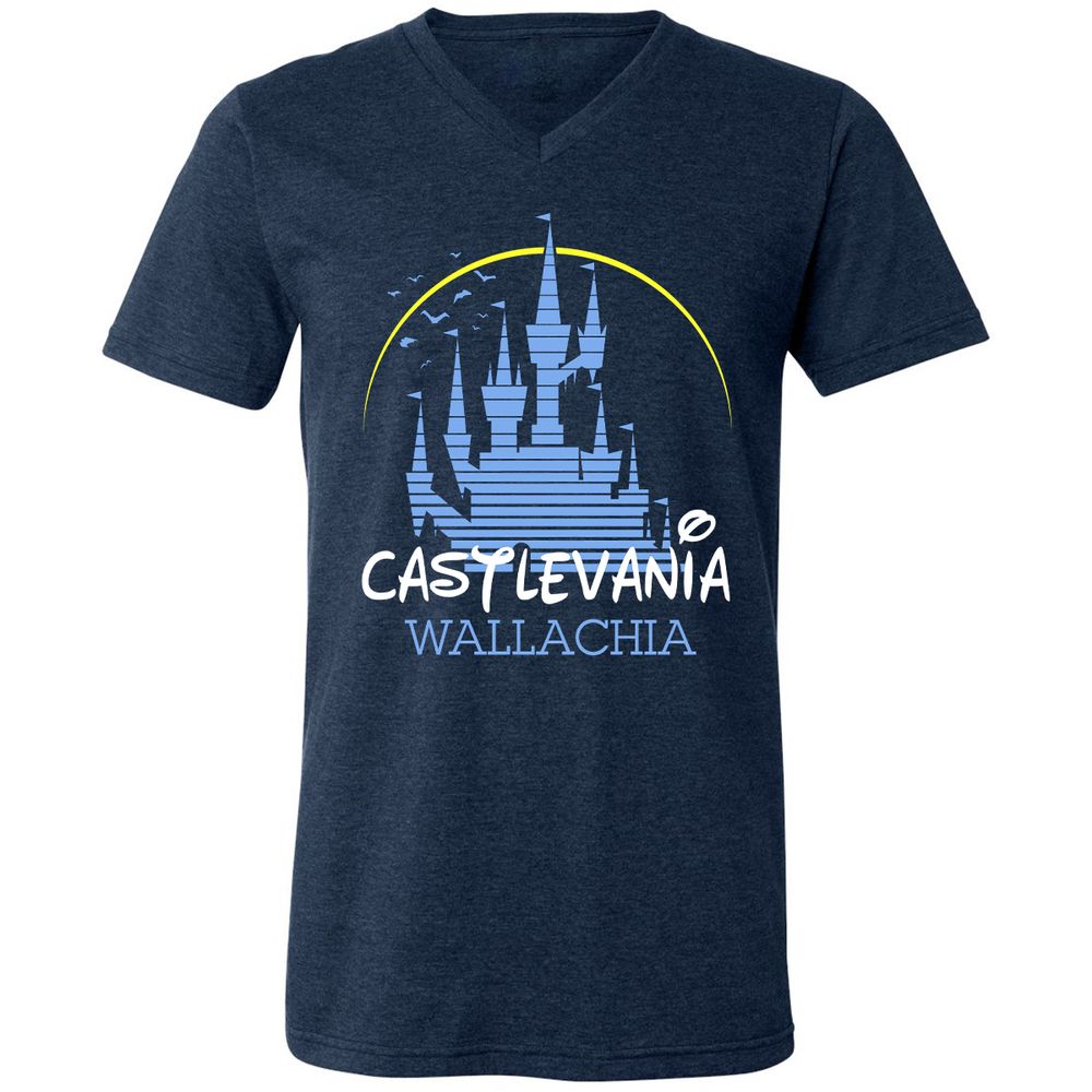 Unisex V-Neck T-Shirt - 6YBFHAHU - Heather Navy - 15