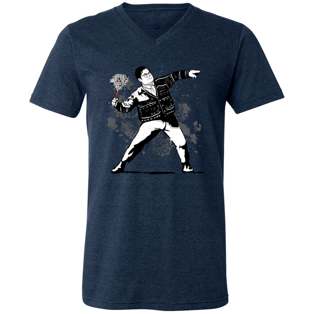 Unisex V-Neck T-Shirt - 9NYCDJLC - Heather Navy - 15