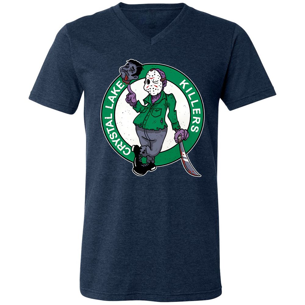 Unisex V-Neck T-Shirt - ADLVUVR4 - Heather Navy - 15