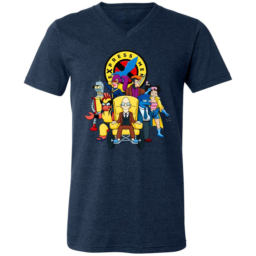 Unisex V-Neck T-Shirt - 8BP8PQS4 - Heather Navy - 15