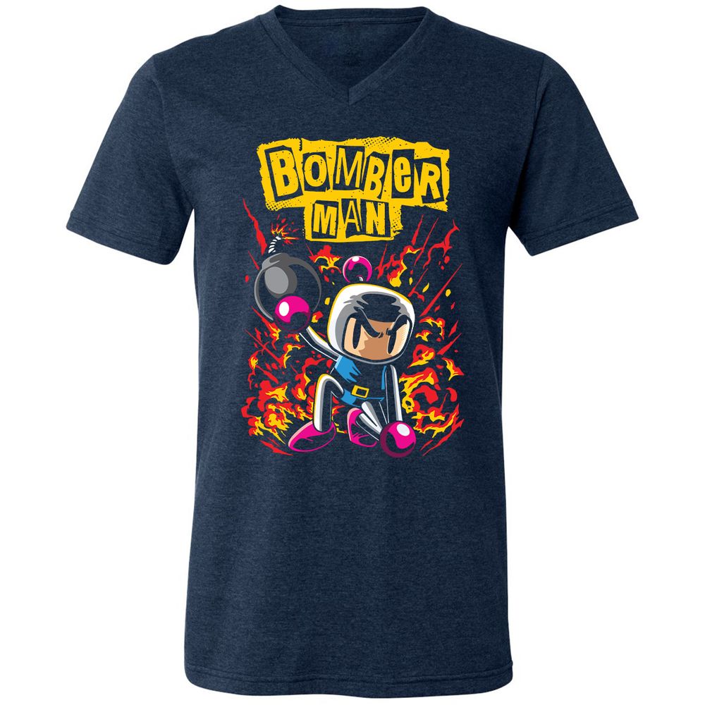 Unisex V-Neck T-Shirt - 7Q7M147A - Heather Navy - 15