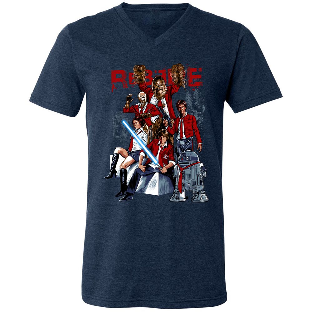 Unisex V-Neck T-Shirt - 45E5A412 - Heather Navy - 15