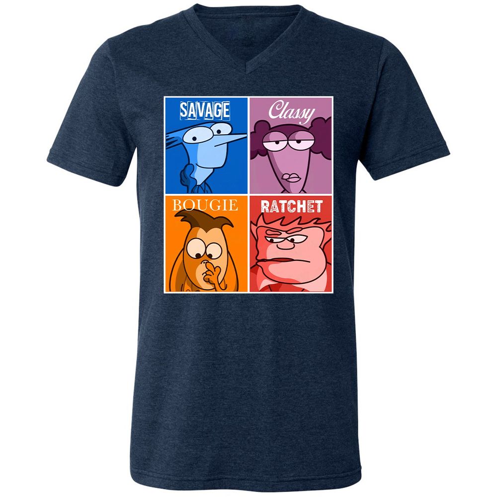 Unisex V-Neck T-Shirt - 4541EUWJ - Heather Navy - 15