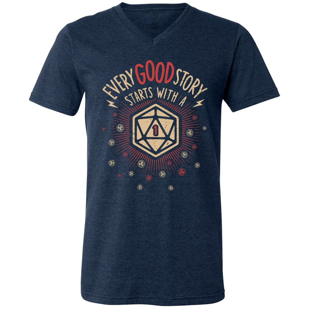 Unisex V-Neck T-Shirt - 4G42YFBF - Heather Navy - 15