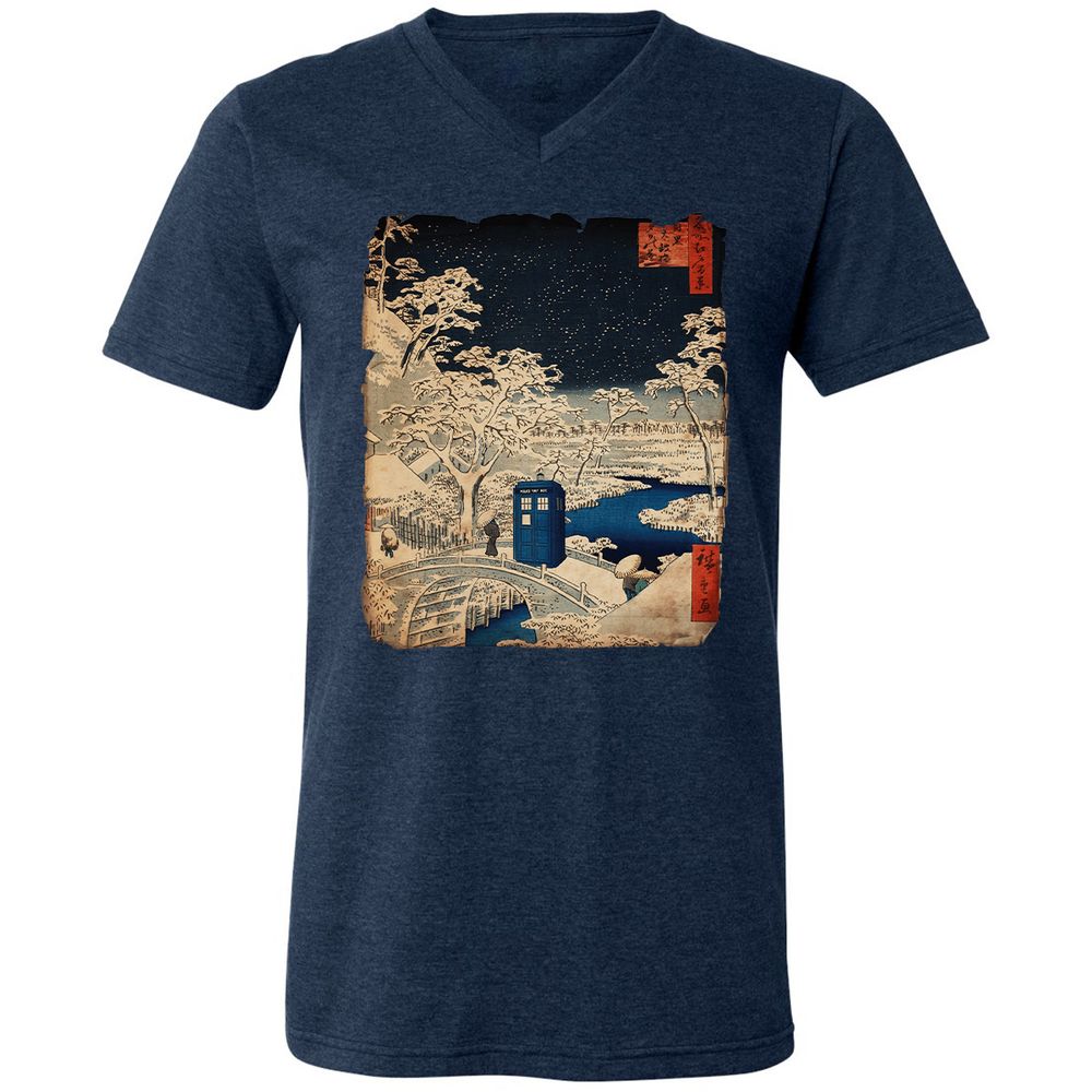 Unisex V-Neck T-Shirt - E3A7EQPL - Heather Navy - 15