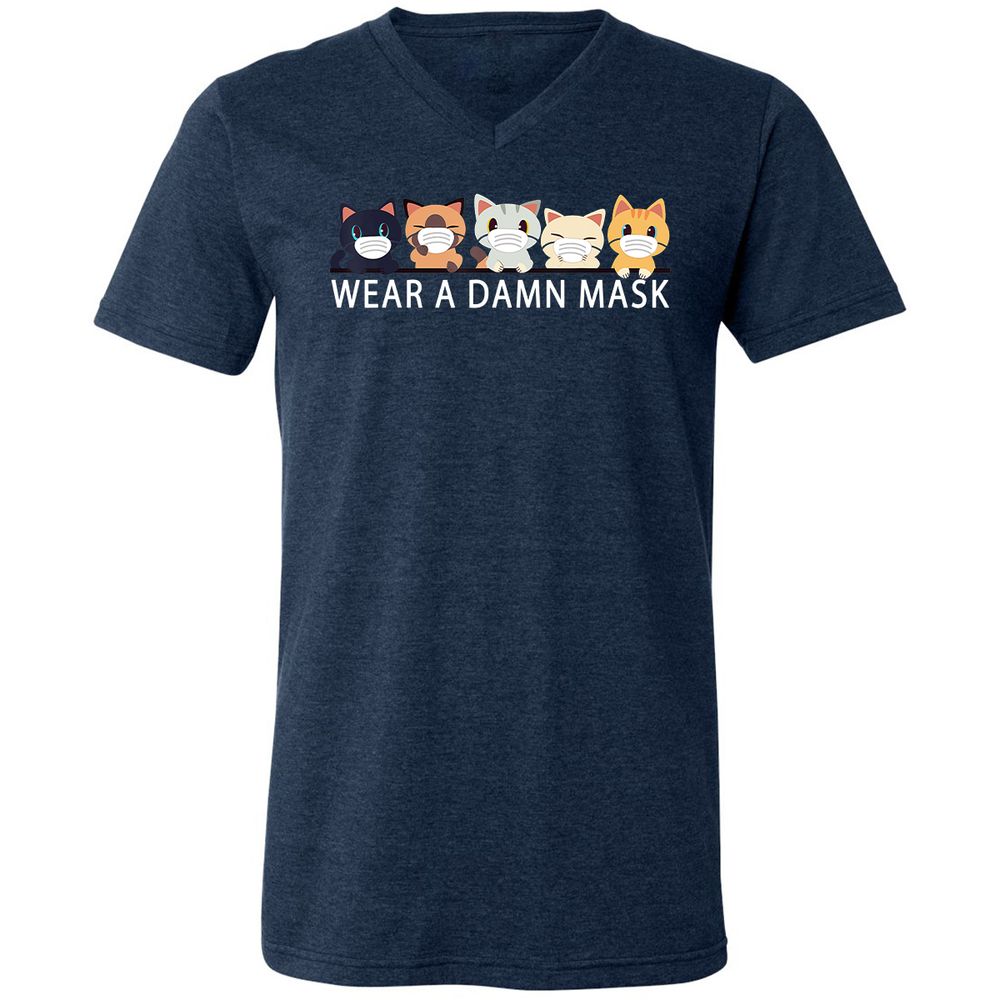 Unisex V-Neck T-Shirt - AZF51UTJ - Heather Navy - 15