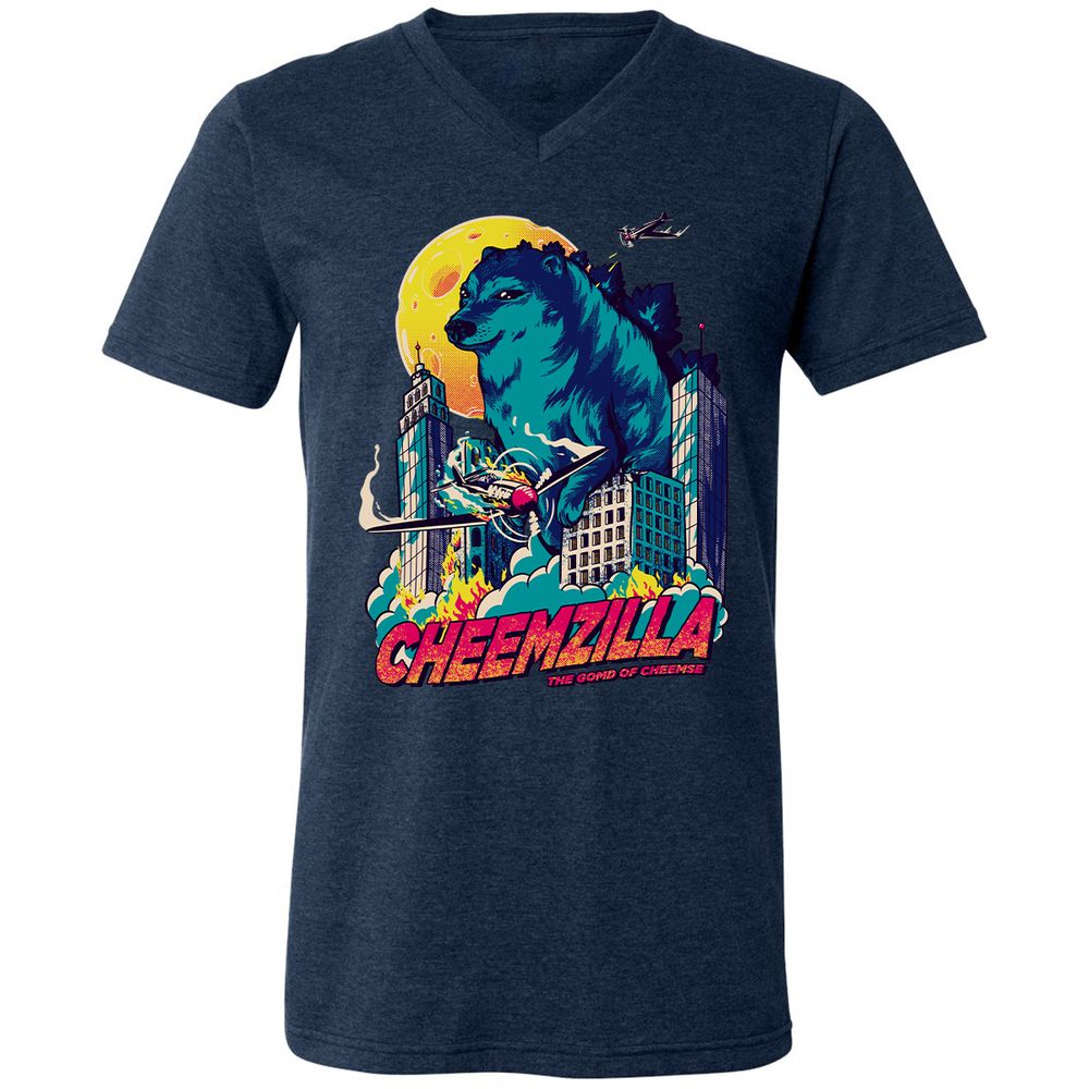 Unisex V-Neck T-Shirt - ZCZVVDDN - Heather Navy - 15