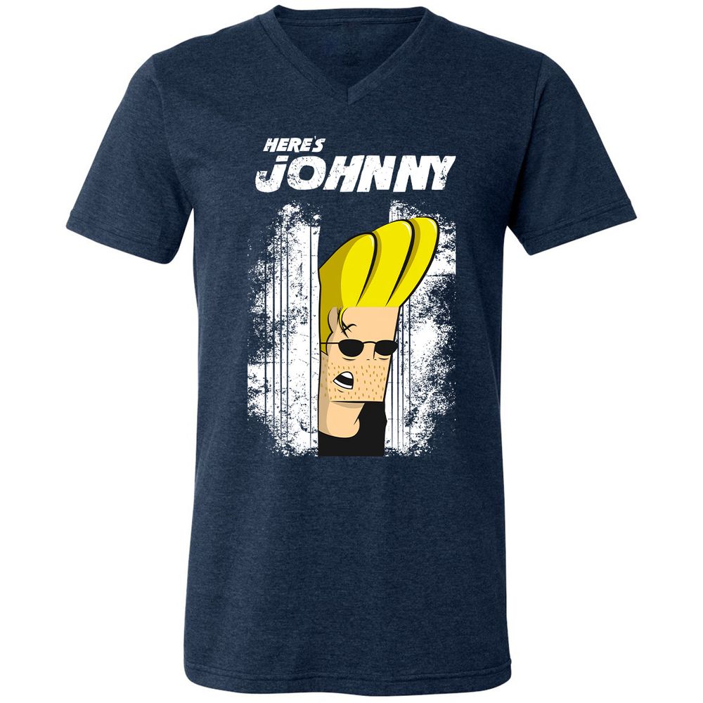 Unisex V-Neck T-Shirt - LG8QZY8F - Heather Navy - 15