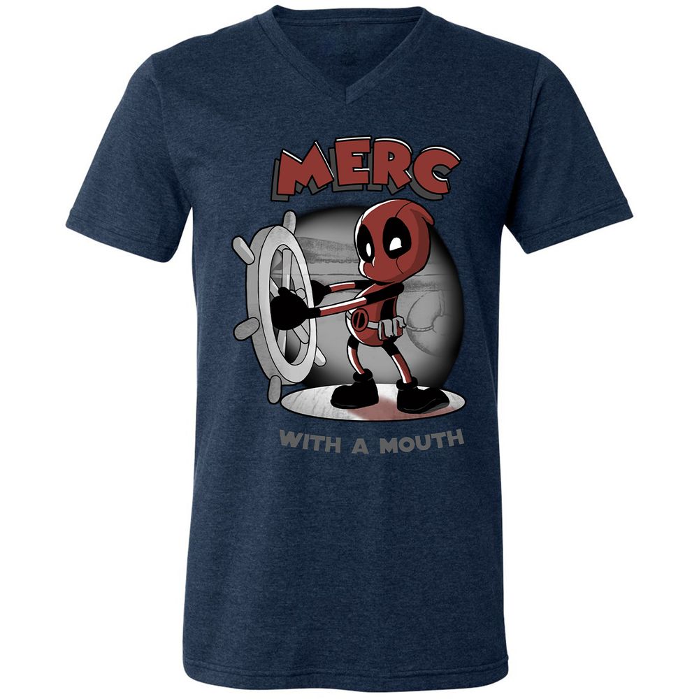 Unisex V-Neck T-Shirt - ARPCGBMZ - Heather Navy - 15