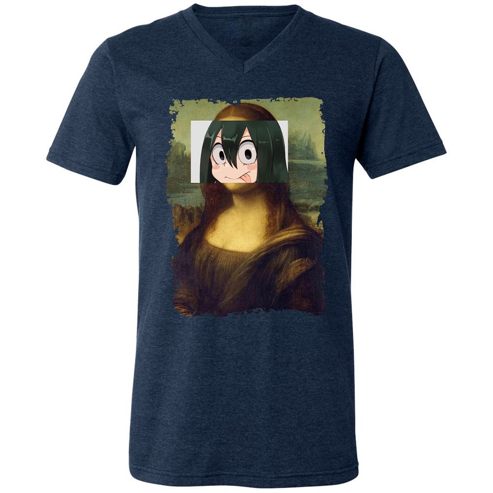 Unisex V-Neck T-Shirt - YEZH46UH - Heather Navy - 15