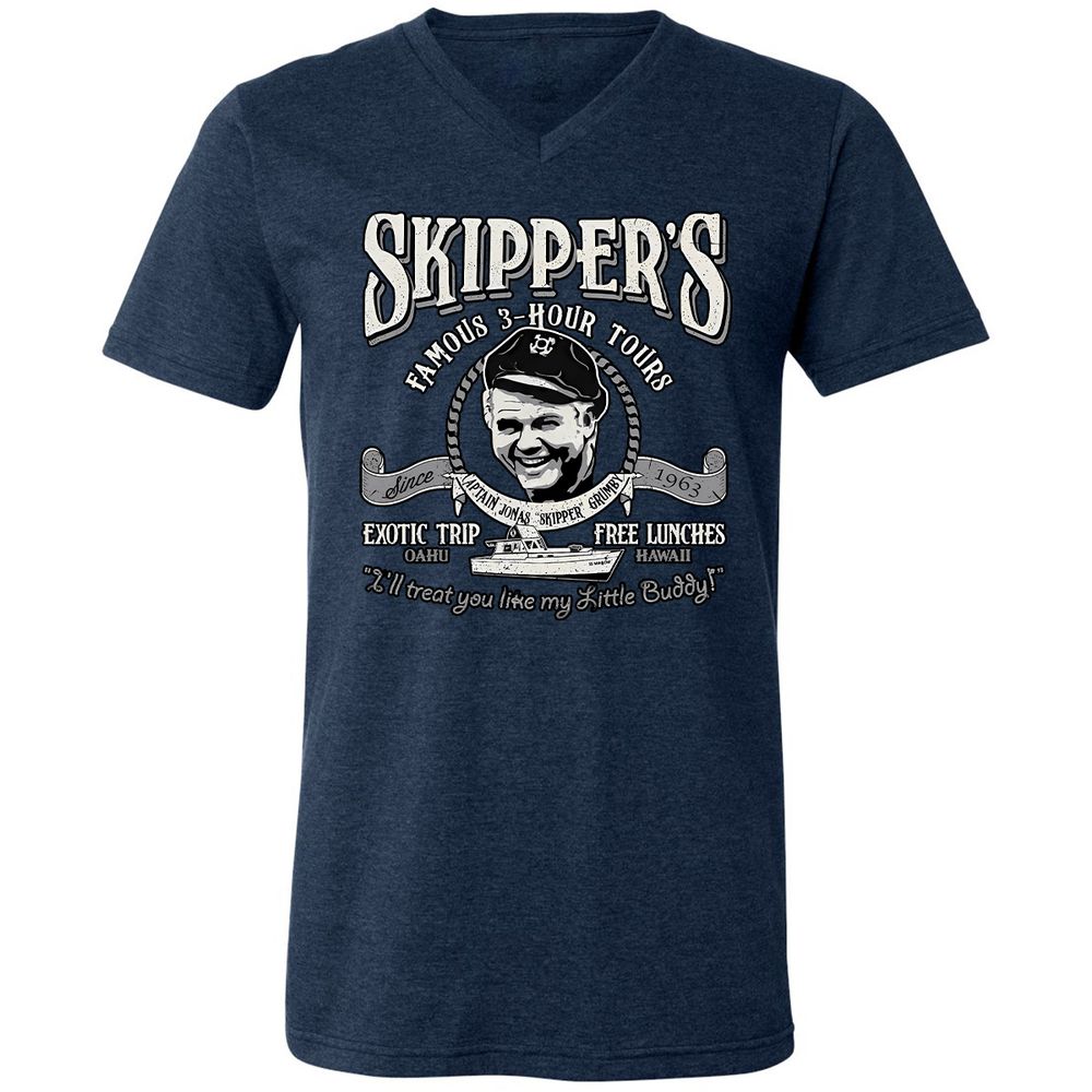 Unisex V-Neck T-Shirt - 6EMFXW75 - Heather Navy - 15