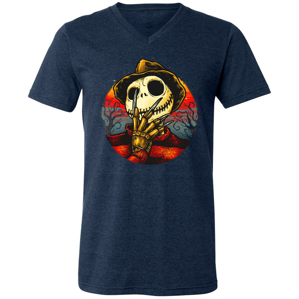 Unisex V-Neck T-Shirt - QETYJYF4 - Heather Navy - 15