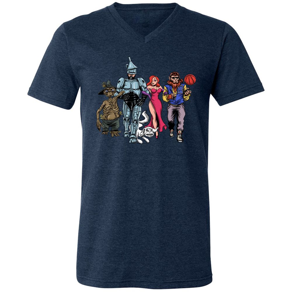 Unisex V-Neck T-Shirt - WKZJNMUW - Heather Navy - 15