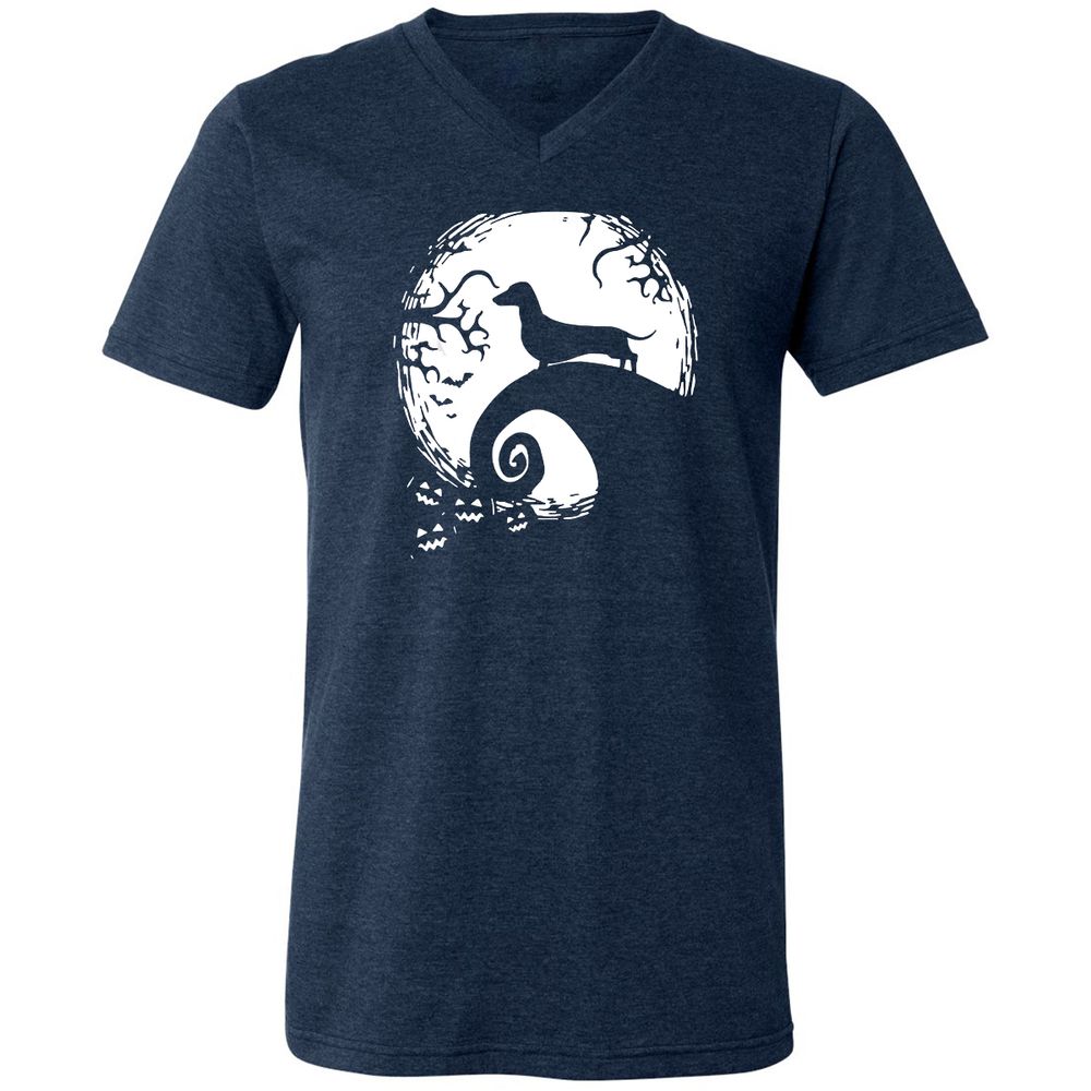Unisex V-Neck T-Shirt - M6GEFL3Y - Heather Navy - 15