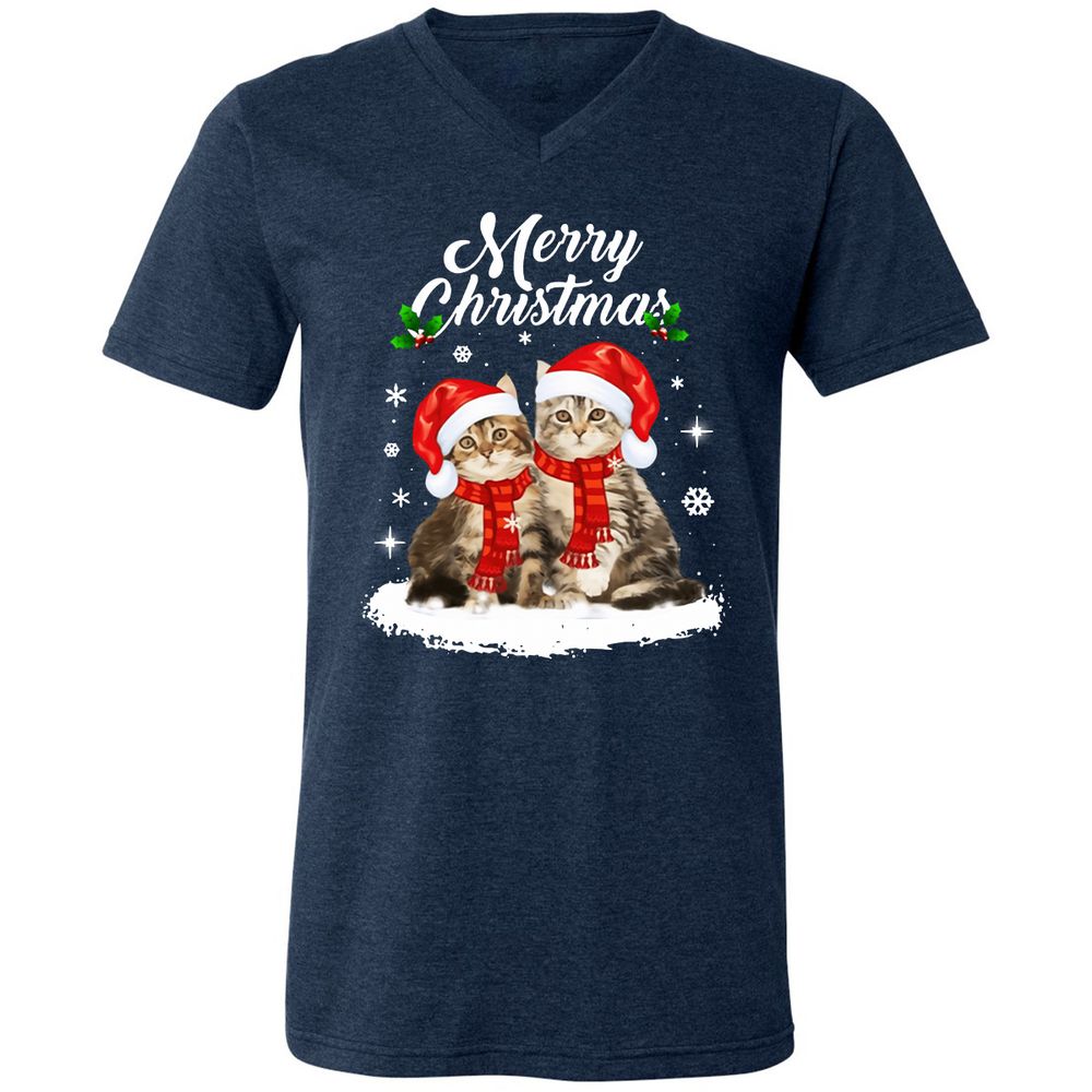 Unisex V-Neck T-Shirt - 7KWZGAJS - Heather Navy - 15