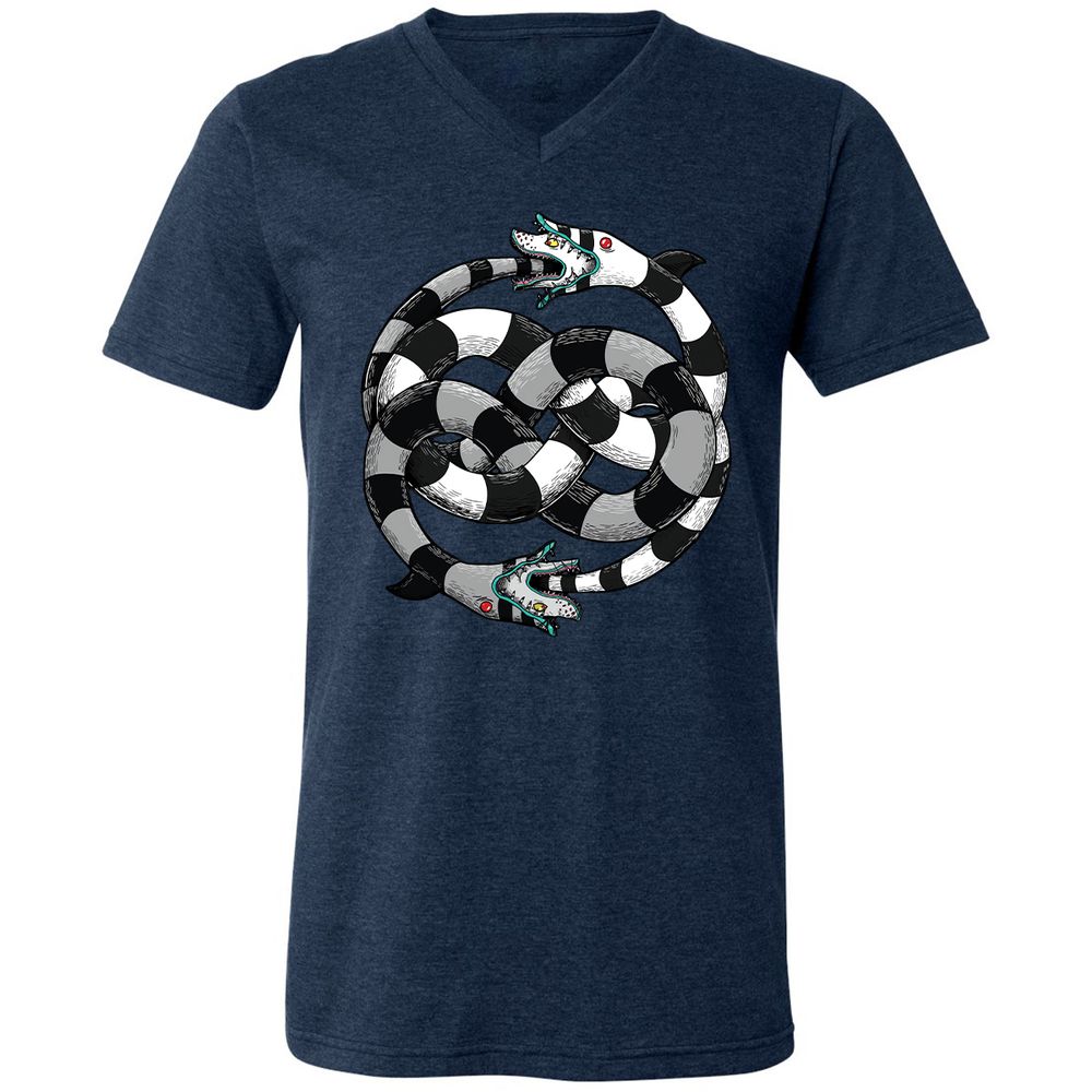 Unisex V-Neck T-Shirt - UXD4TBTZ - Heather Navy - 15