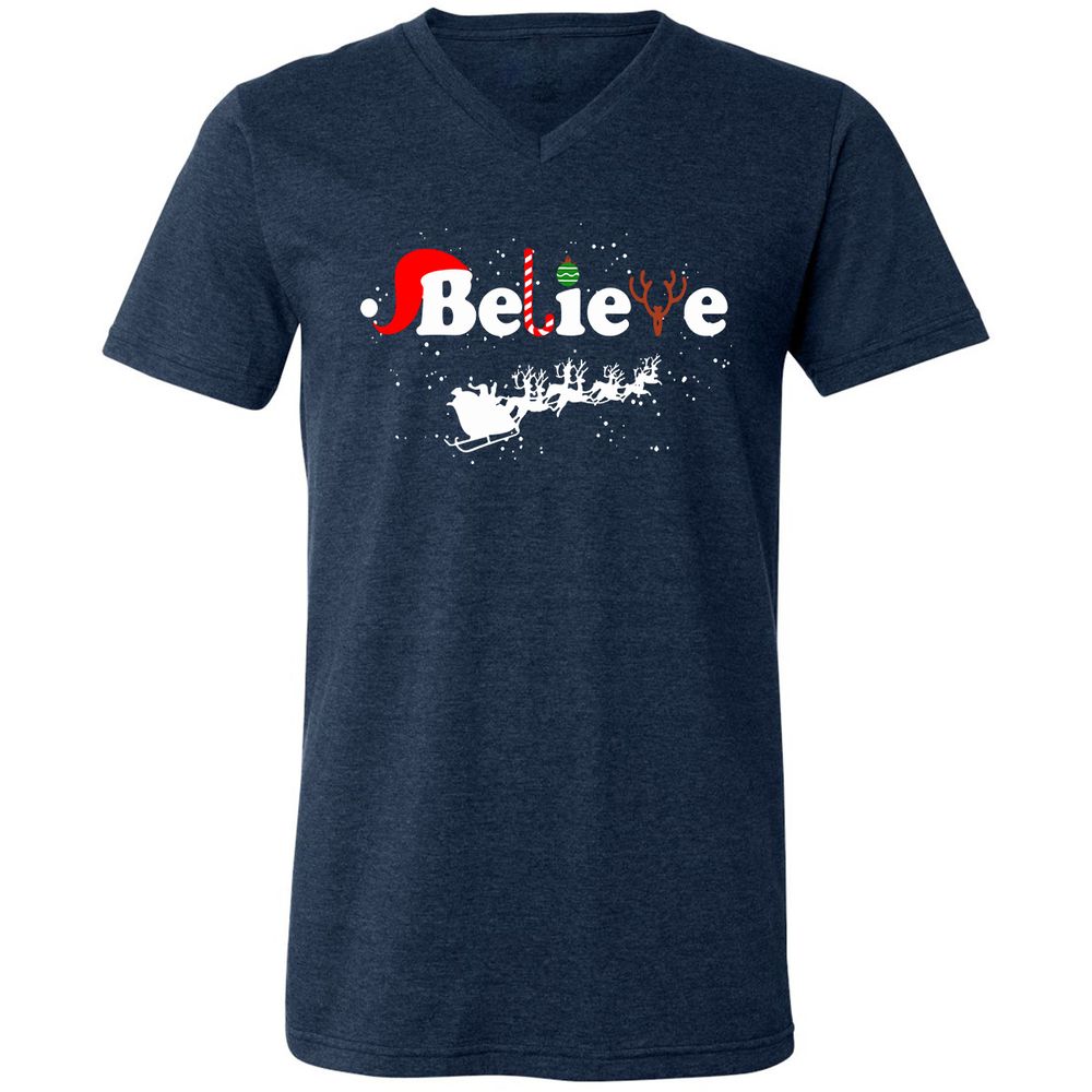 Unisex V-Neck T-Shirt - A1RGGHSU - Heather Navy - 15