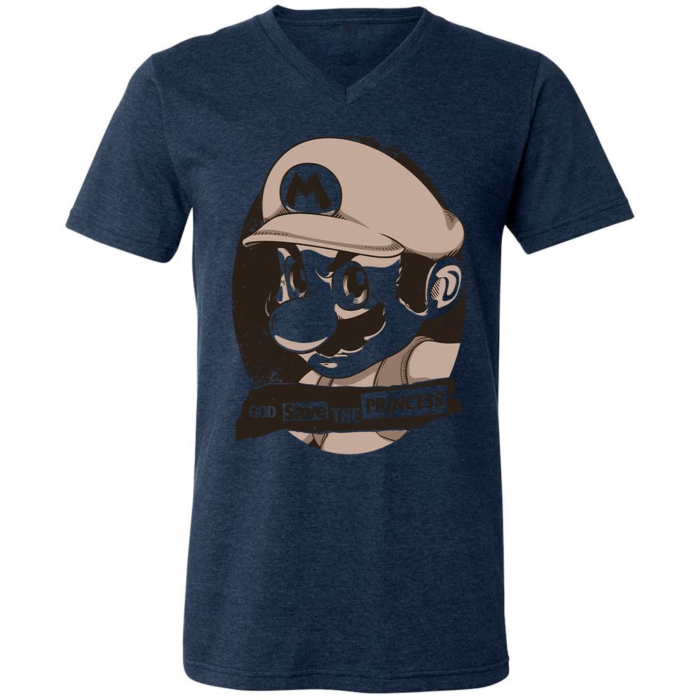 Unisex V-Neck T-Shirt - 8YQNG3G3 - Heather Navy - 15