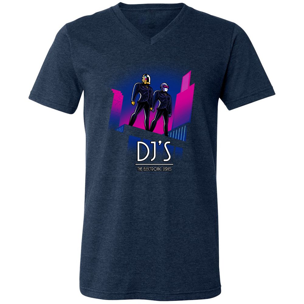 Unisex V-Neck T-Shirt - 4XWQ2HG3 - Heather Navy - 15