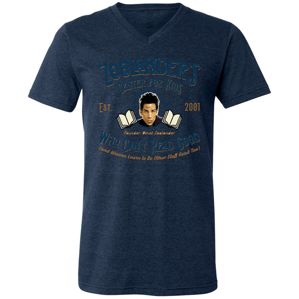 Unisex V-Neck T-Shirt - EVHZ8NUY - Heather Navy - 15