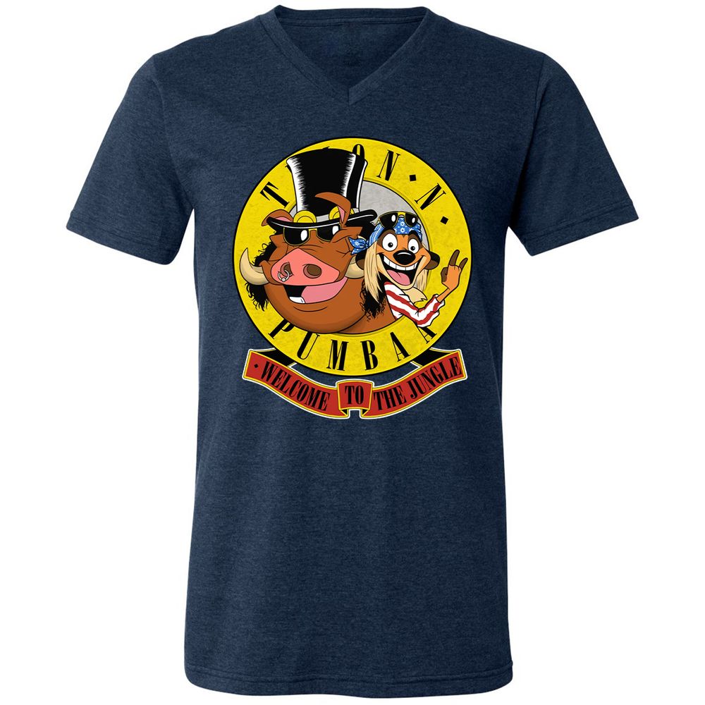 Unisex V-Neck T-Shirt - Black - Heather Navy - 15