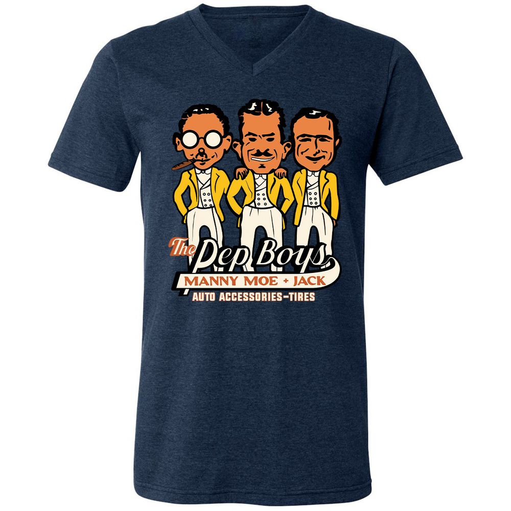 Unisex V-Neck T-Shirt - YRQFMUNR - Heather Navy - 15