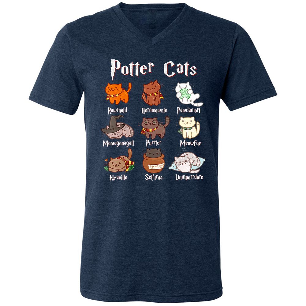 Unisex V-Neck T-Shirt - T7NK24Y6 - Heather Navy - 15