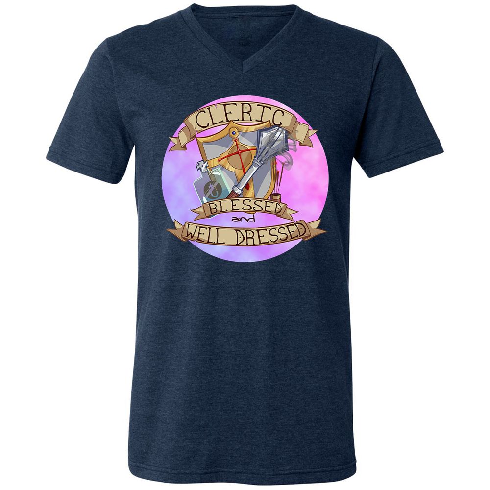 Unisex V-Neck T-Shirt - KEV3XK68 - Heather Navy - 15