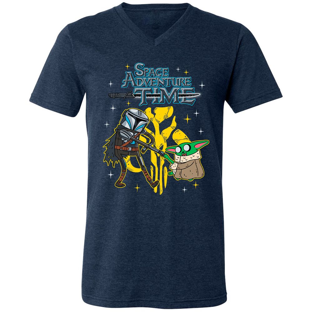 Unisex V-Neck T-Shirt - MNC3DDDJ - Heather Navy - 15