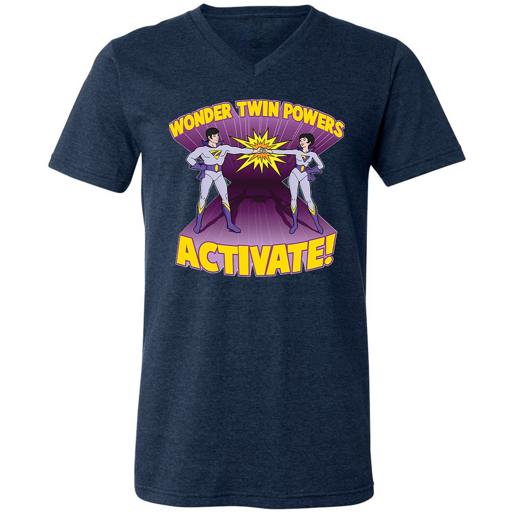 Unisex V-Neck T-Shirt - 9UG9WHZQ - Heather Navy - 15