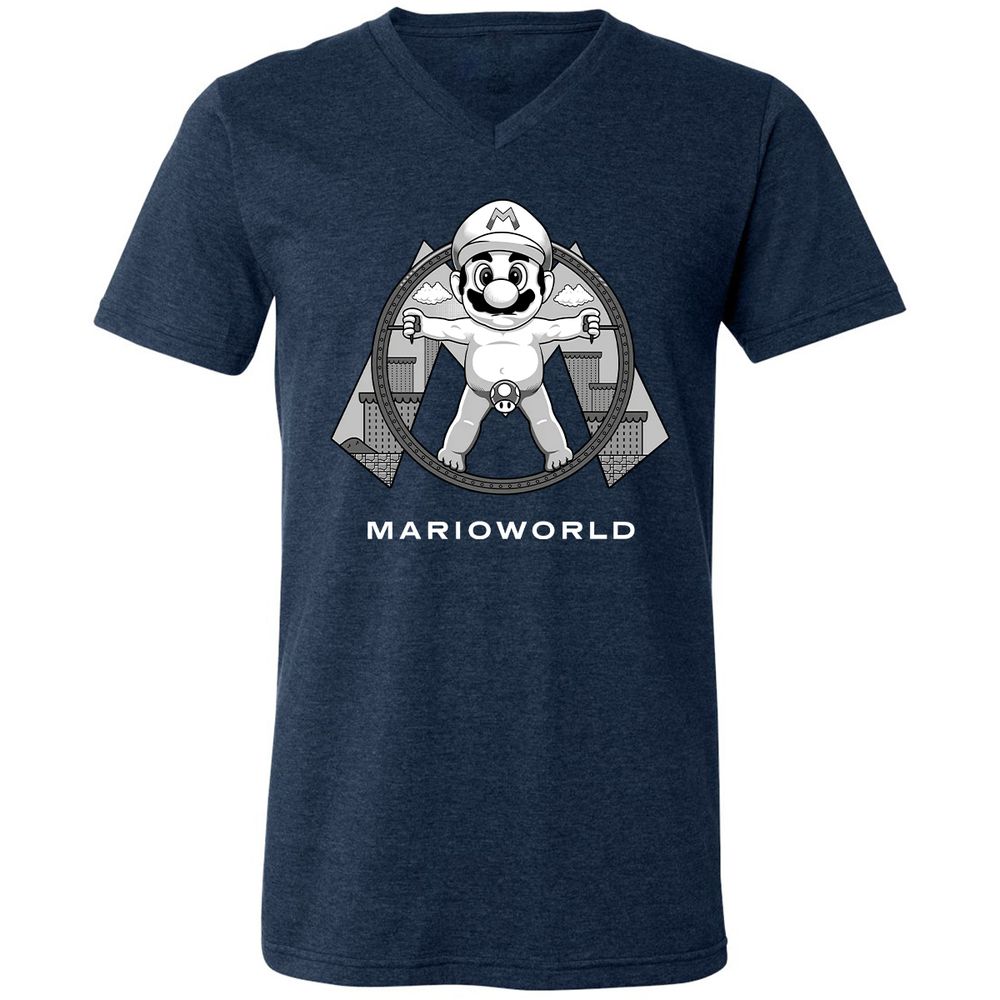 Unisex V-Neck T-Shirt - QM9CYN89 - Heather Navy - 15