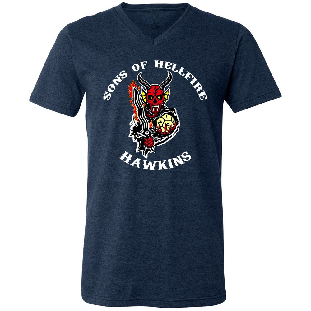 Unisex V-Neck T-Shirt - 4WN6QSTW - Heather Navy - 15