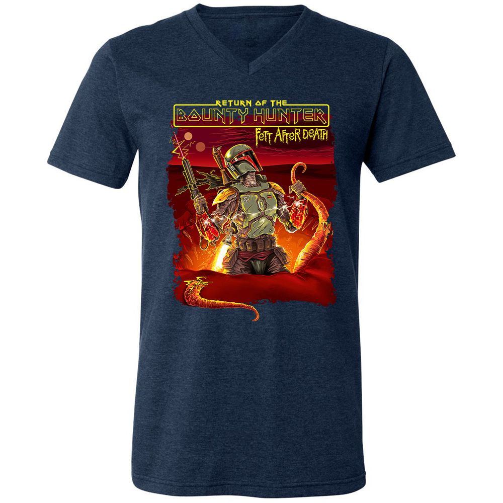 Unisex V-Neck T-Shirt - J46DSAMJ - Heather Navy - 15