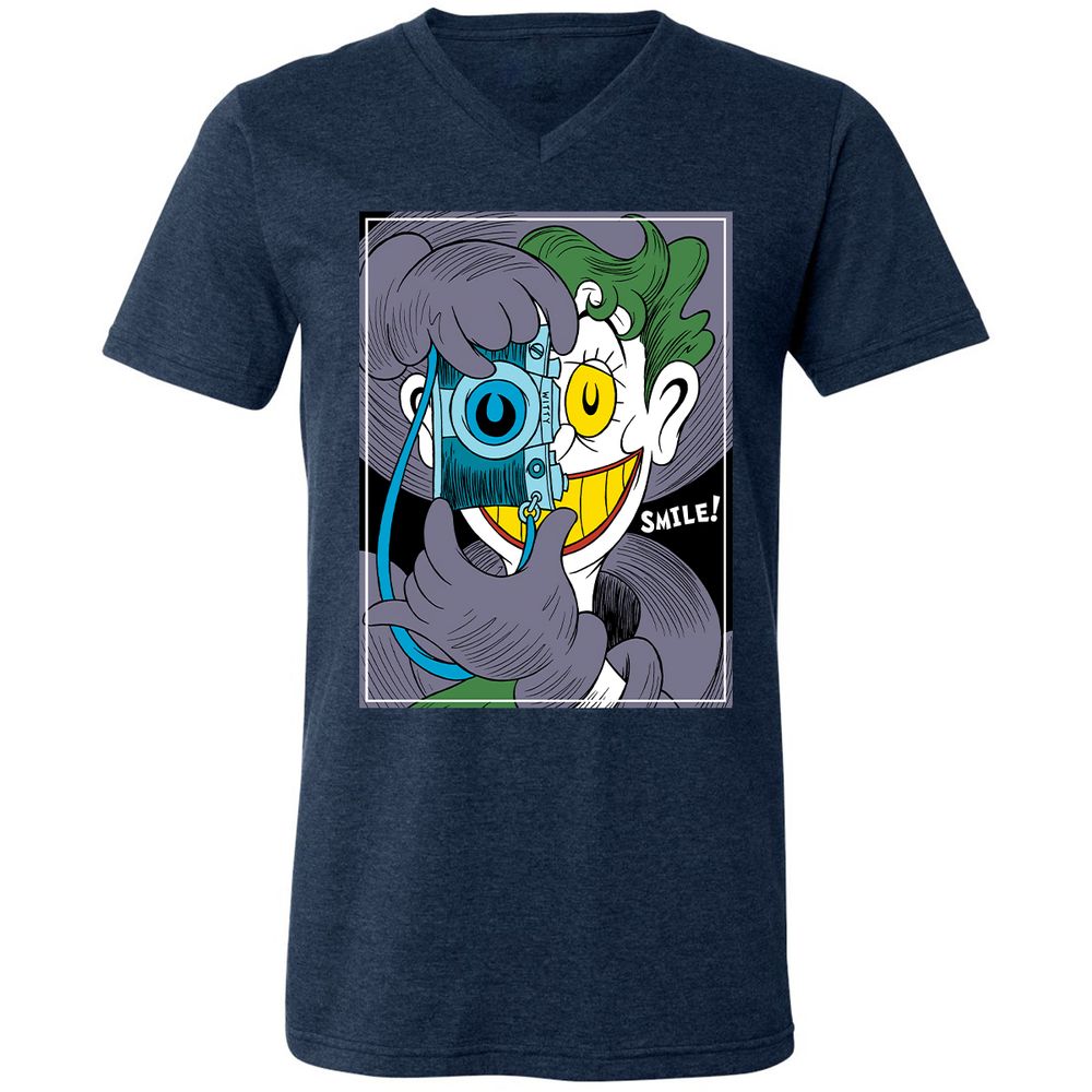 Unisex V-Neck T-Shirt - 6TDVBLV7 - Heather Navy - 15