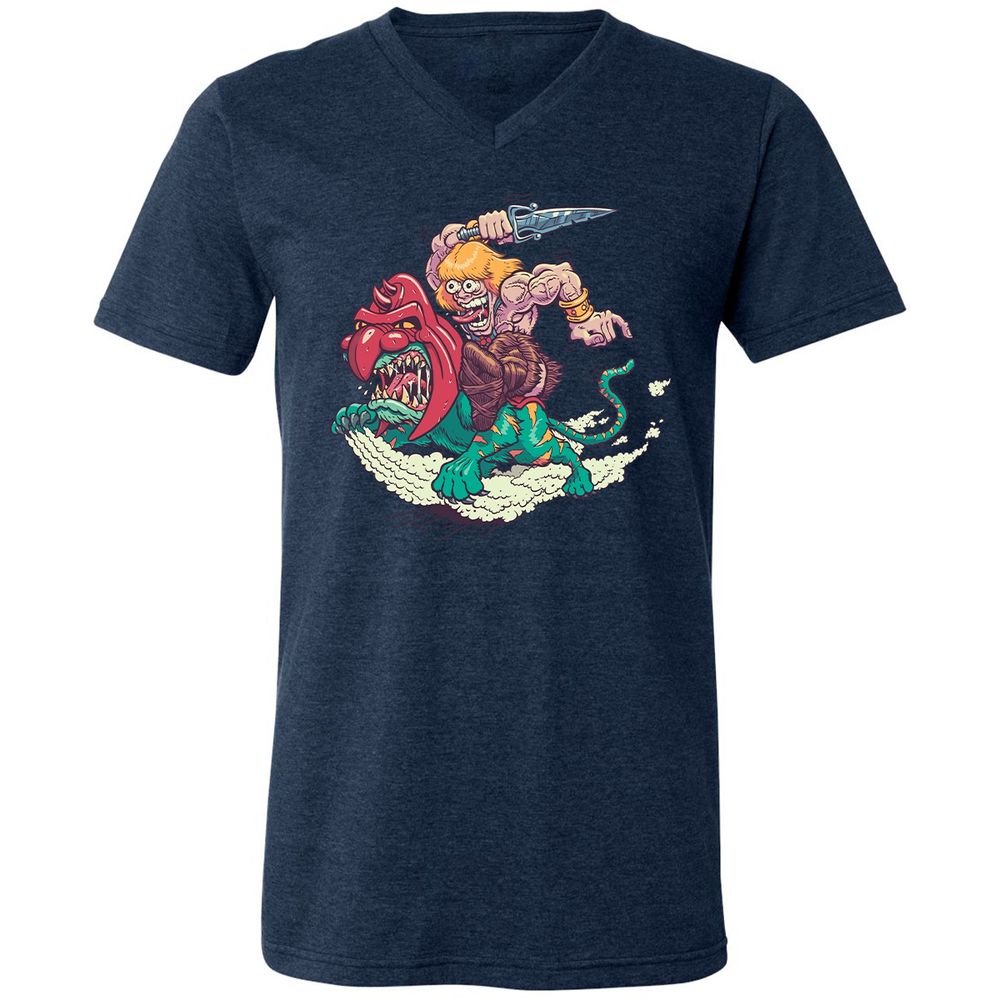 Unisex V-Neck T-Shirt - 7M9MGL9K - Heather Navy - 15